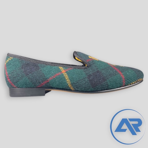 Polo Ralph Lauren Paxton Wool Plaid Green Men's Slipper Shoes Skull & Keys - Picture 2 of 7